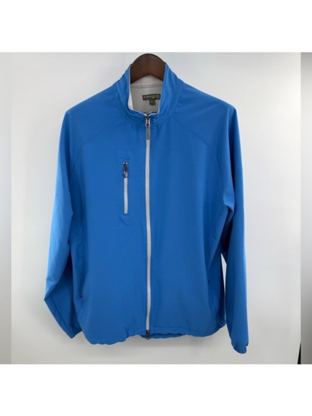 Peter Millar Wind 4 Full Zip Jacket Men’s Large Blue Lightweight Stretch Golf